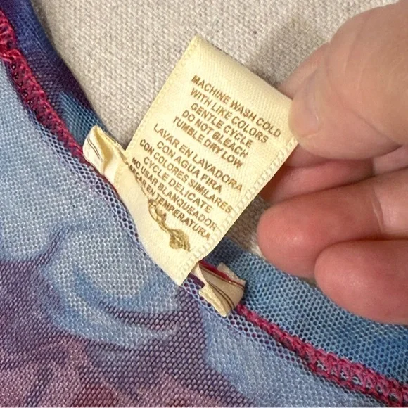 NYC Rainbow Multicolor Mesh Rave Open Front Sheer Disco Duster Cardigan Medium - Picture 9 of 16